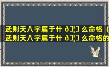 武则天八字属于什 🦆 么命格（武则天八字属于什 🦉 么命格的人）